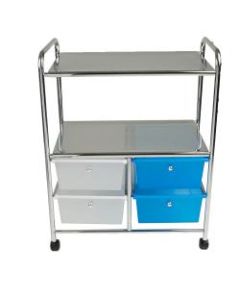 Mind Reader All-Purpose 2-Shelf Metal Utility Cart With 4 Drawers, Silver