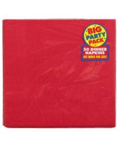 Amscan 2-Ply Paper Dinner Napkins, 7-3/4in x 7-3/4in, Red, 50 Napkins Per Pack, Set Of 2 Packs
