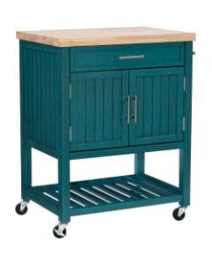Powell Home Fashions Emma 33-1/2inH Kitchen Cart, Teal