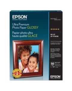 Epson Ultra Premium Glossy Photo Paper, Letter Size (8 1/2in x 11in), 79 Lb, Pack Of 50 Sheets, #S042175