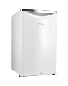 Danby 4.4 Cu.ft. Compact Refrigerator - 4.40 ft³ - Auto-defrost - Reversible - 4.40 ft³ Net Refrigerator Capacity - Metallic - Tempered Glass Shelf, Rubber Grip, Chrome