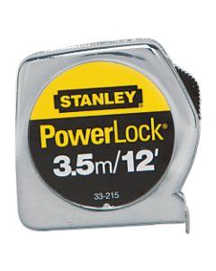 Stanley Tools Powerlock Die Cast Tape Measure, 12ft x 1/2in Blade