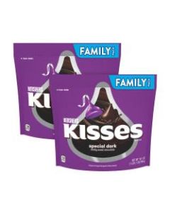 Hersheys Kisses Dark Chocolate Candies, 16.1 Oz, Pack Of 2 Bags