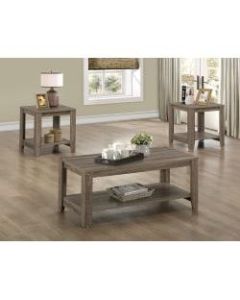Monarch Specialties 3-Piece Coffee Table Set With Shelves, Rectangle, Dark Taupe