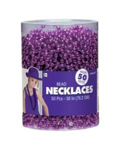 Amscan Bead Necklaces, 30in, Purple, Pack Of 50 Necklaces