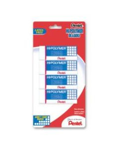 Pentel Hi-Polymer Erasers, White, Pack Of 4