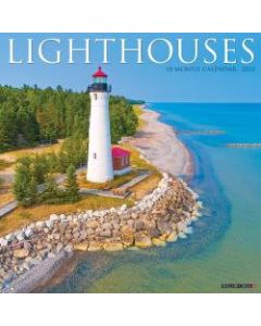 Willow Creek Press Scenic Monthly Wall Calendar, 12in x 12in, Lighthouses, January To December 2022
