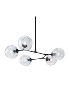 Zuo Modern Odense LED Ceiling Lamp, 49-1/5inW, Clear Shade/Black Base
