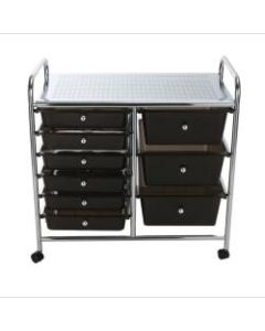 Mind Reader 9-Drawer Metal Rolling Utility Cart, Black