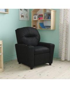 Flash Furniture LeatherSoft Kids Recliner With Cup Holder, Black