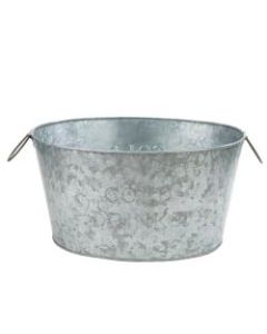 Mind Reader Heavy-Duty Oval Galvanized Iron Ice Bucket Chiller Tub, 10 1/4inH x 18 15/16inW x 13 3/4inD, Silver