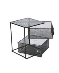 Mind Reader Rotating 2-Tier Metal All-Purpose Baskets, 9 1/4inH x 7 1/2inW x 7 1/2inD, Black