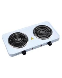 MegaChef Dual Coil Burner Electric Buffet Cooktop Range, 2inH x 17inW x 9inD, White