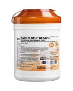 Nice-Pak Sani-Cloth Bleach Wipes - Ready-To-Use Wipe6in Width x 10.50in Length - 75 / Can - 12 / Carton - White