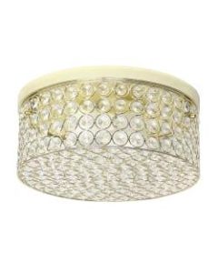 Elegant Designs Elipse Crystal 2-Light Round Flush-Mount Ceiling Fixture, 12inW, Gold