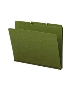 Smead 1/3-Cut Color Pressboard Tab Folders, Letter Size, 50% Recycled, Green, Box Of 25