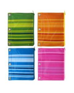 Inkology Monochromatic Stripes Binder Pencil Pouches, 7-1/2in x 9-1/2in, Assorted Colors, Pack Of 12 Pouches