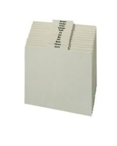 Smead Preprinted Pressboard Monthly File Guides, Letter Size (8-1/2in x 11in), 100% Recycled, Green, Set Of 12