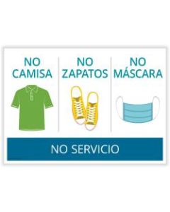 ComplyRight Corona Virus And Health Safety Posters, No Shirt/No Shoes/No Mask/No Service, Spanish, 10in x 14in