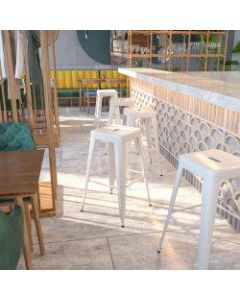 Flash Furniture Commercial Backless Bar Stool, White