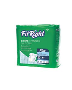FitRight Plus Disposable Briefs, Large, 48 - 58in, Blue, 20 Briefs Per Bag, Case Of 4 Bags