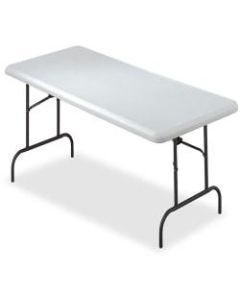 SKILCRAFT Folding Table - Rectangle Top - 60in Table Top Width x 30in Table Top Depth - Assembly Required - Platinum - High-density Polyethylene (HDPE) - TAA Compliant