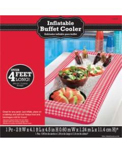 Amscan Summer Picnic Inflatable Buffet Cooler, 4-1/2inH x 24inW x 50inD, Red Gingham