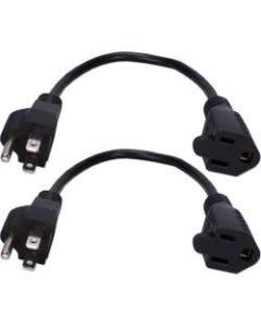 QVS 2-Pack 10 Inches OutletSaver AC Power Adaptor - For UPS - 125 V AC / 10 A - Black - 10in Cord Length - 2