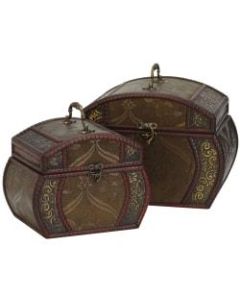 Nearly Natural Wood Decorative Chests, Brown, Set Of 2 Chests