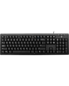 V7 USB/PS2 Wired Keyboard - Cable Connectivity - USB, PS/2 Interface Email, Play/Pause, Internet, Volume Control Hot Key(s) - English (US) - Desktop Computer - Black