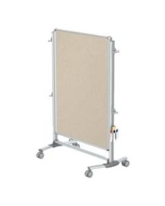 Ghent Nexus Jr Partition Double-Sided Mobile Magentic Fabric/Non-Magnetic Dry-Erase/Bulletin Board, 34 1/4in x 46 1/4in, Beige Board/Silver Aluminum Frame