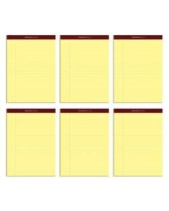 TOPS Docket Gold Premium Writing Pads, 8 1/2in x 11 3/4in, Legal Ruled, 50 Sheets, Canary, Pack Of 6 Pads
