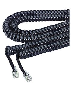 Softalk Coiled Phone Cord, 12ft, Black, SOF48102