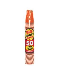 Amscan Plastic Cups, 12 Oz, Orange Peel, 50 Cups Per Pack, Case Of 4 Packs