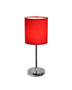 Simple Designs Chrome Mini Basic Table Lamp with Red Fabric Shade