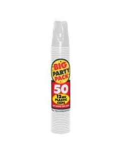 Amscan Plastic Cups, 12 Oz, Silver, 50 Cups Per Pack, Case Of 4 Packs