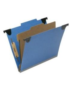 SKILCRAFT 2/5 Tab Cut Letter Recycled Hanging Folder - 1in Folder Capacity - 8 1/2in x 11in - Top Tab Position - 1 Divider(s) - Pressboard, Kraft, Fiber - Royal Blue - 60% - 10 / Box