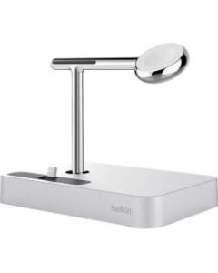 Belkin Valet Charge Dock for Apple Watch + iPhone - Docking/Wireless - Apple Watch, iPhone - Qi - Charging Capability - Lightning - Silver
