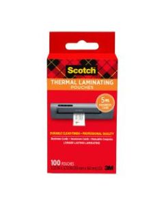 Scotch Thermal Laminating Pouches for Business Cards, 2-5/16in x 3-7/10in, Pack Of 100 Sheets, TP5851-100