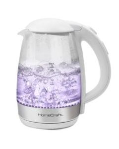 Nostalgia Electrics HomeCraft 7-Cup Glass Electric Kettle, White