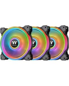Thermaltake Riing Quad Cooling Fan - 3 Pack - 4.72in Maximum Fan Diameter - 306 gal/min Maximum Airflow - 1500 rpm - 25 dB(A) Noise - Hydraulic Bearing - RGB LED - 3 pc(s) - Radiator, Chassis - 4.6 Year Life