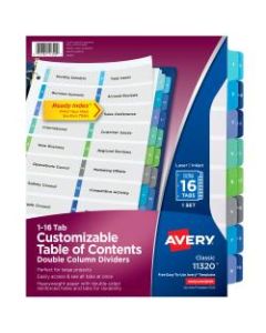 Avery Ready Index Double-Column Table Of Contents Dividers, 16-Tab