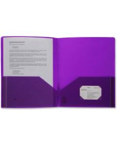 Business Source 2-pocket Poly Portfolio - Letter - 8 1/2in x 11in Sheet Size - 30 Sheet Capacity - 2 Pocket(s) - Poly - Purple - 1 Each