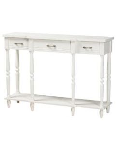 Baxton Studio Classic And Traditional French Provincial 3-Drawer Console Table, 33-15/16inH x 48inW x 13inD, White