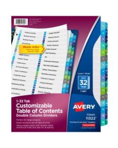 Avery Ready Index Double-Column Table Of Contents Dividers, 32-Tab