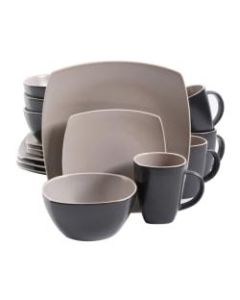 Gibson Soho Lounge 16-Piece Matte Dinnerware Set, Taupe