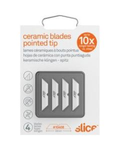 Slice Pointed Tip Ceramic Cutter Blades - 1.30in Length - Pointed Tip, Rust Resistant, Dual-sided, Non-magnetic, Non-conductive, Reversible, Non-sparking - Zirconium Oxide - 4 / Pack - White