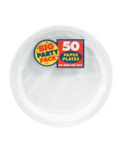 Amscan Big Party Pack 7in Round Paper Plates, Frosty White, 50 Plates Per Pack, Set Of 2 Packs