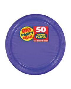 Amscan Big Party Pack 7in Round Paper Plates, Purple, 50 Plates Per Pack, Set Of 2 Packs