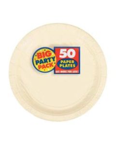 Amscan Big Party Pack 7in Round Paper Plates, Vanilla Creme, 50 Plates Per Pack, Set Of 2 Packs